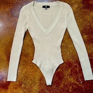 Ribbed VNeck sweater body suit